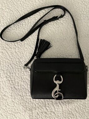 Rebecca Minkoff Mini MAC Crossbody Bag in Black Leather With Silver Lock